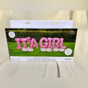 Anagram Airloonz ITS A GIRL Pink 3 Decorative Balloons Indoor/Outdoor 106" x 34"